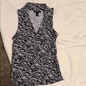 White House Black Market Zebra Pattern V-Neck Blouse